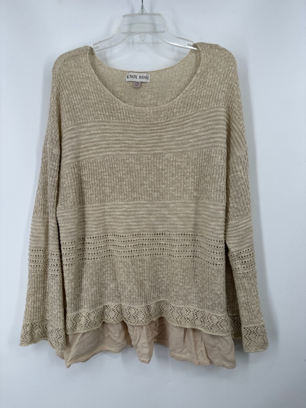 Knox Rose Women's Cream Knit Layered Look Sweater